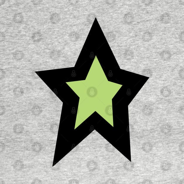 Green Star Thick Black Line by ellenhenryart